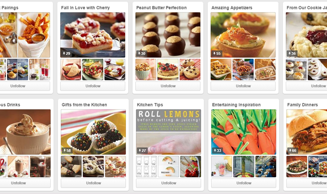 Images of pins on Pinterest boards
