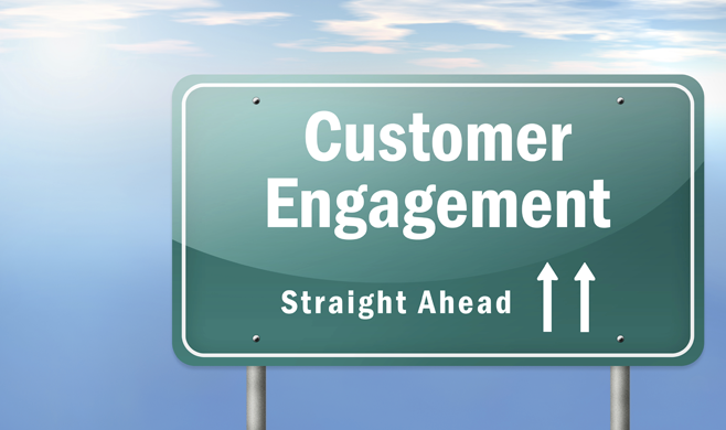 Street sign that reads customer engagement ahead